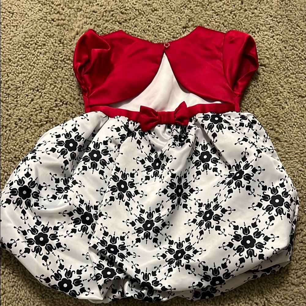 Red and White Floral Baby Dress 12 months